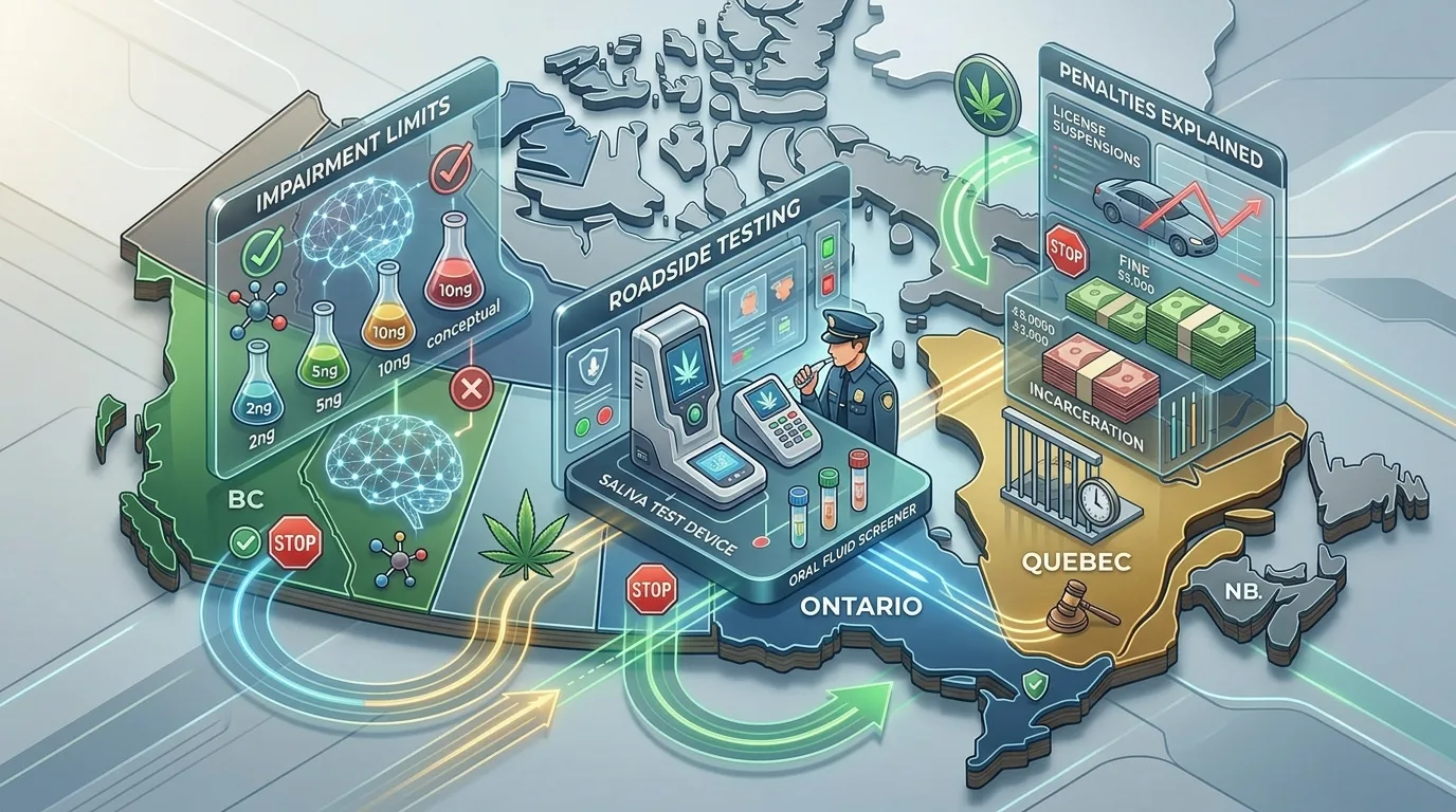 Cannabis DUI Laws in Canada by Province: Impairment Limits, Roadside Testing, and Penalties Explained