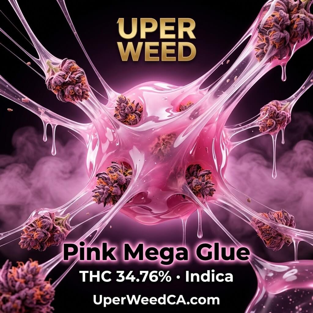 Sticky purple pink and green Pink Mega Glue cannabis buds 2