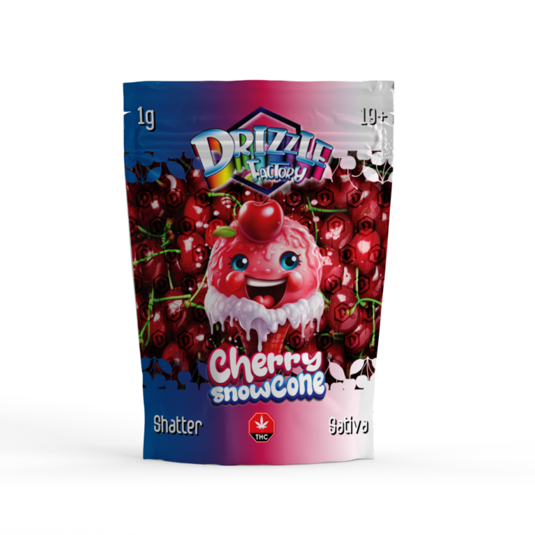 Cherry Snowcones Drizzle Shatter red 1g Sativa pouch 1