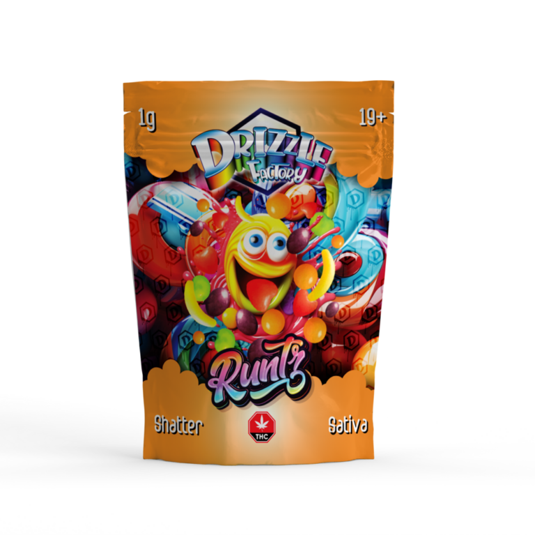 Red Strawberry Cough Drizzle Shatter pouch marked Sativa and 1g 2