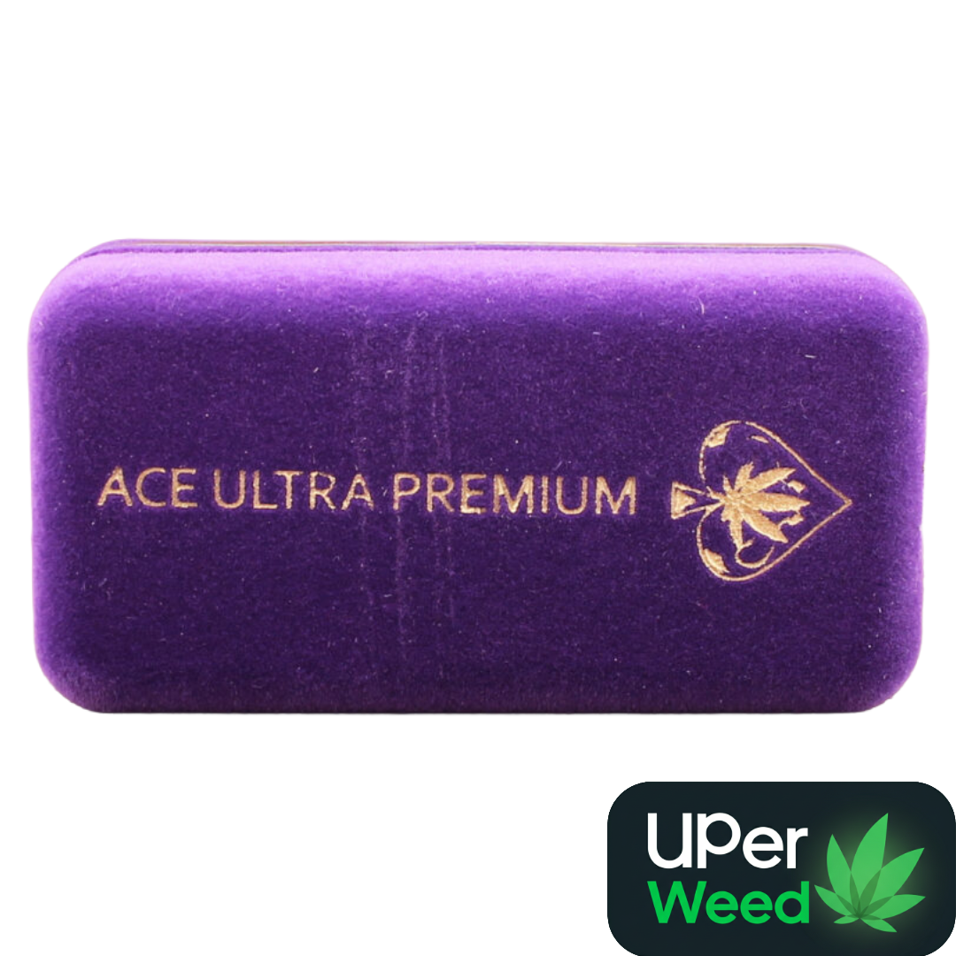 Gold-coloured 2g live resin disposable vape in purple velvet case 3