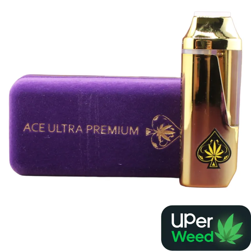 Gold Ace Ultra Premium live resin disposable vape in purple velvet case 2