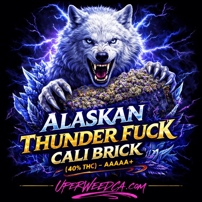 Compressed frosted Alaskan Thunder Fuck sativa flower