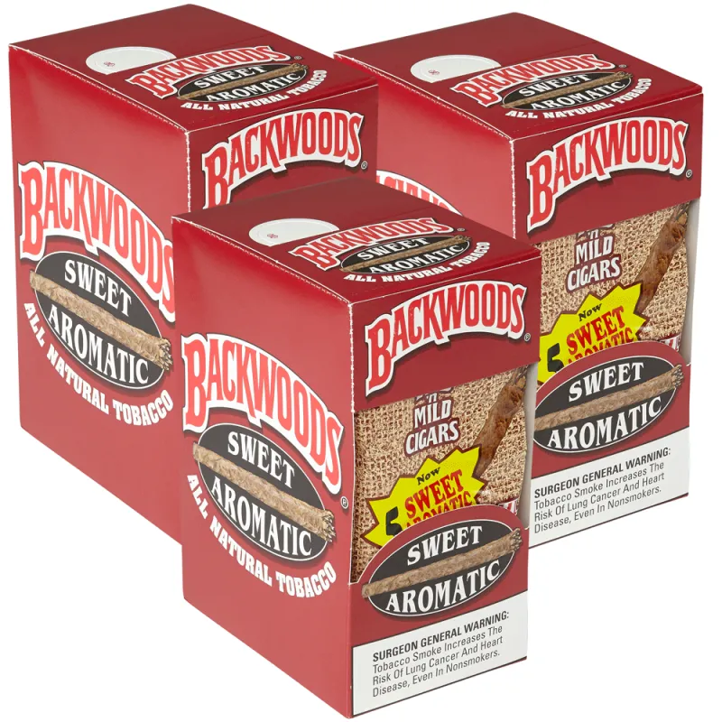 Red Backwoods Sweet Aromatic display box and five-cigar natural leaf wrapper pouch 2