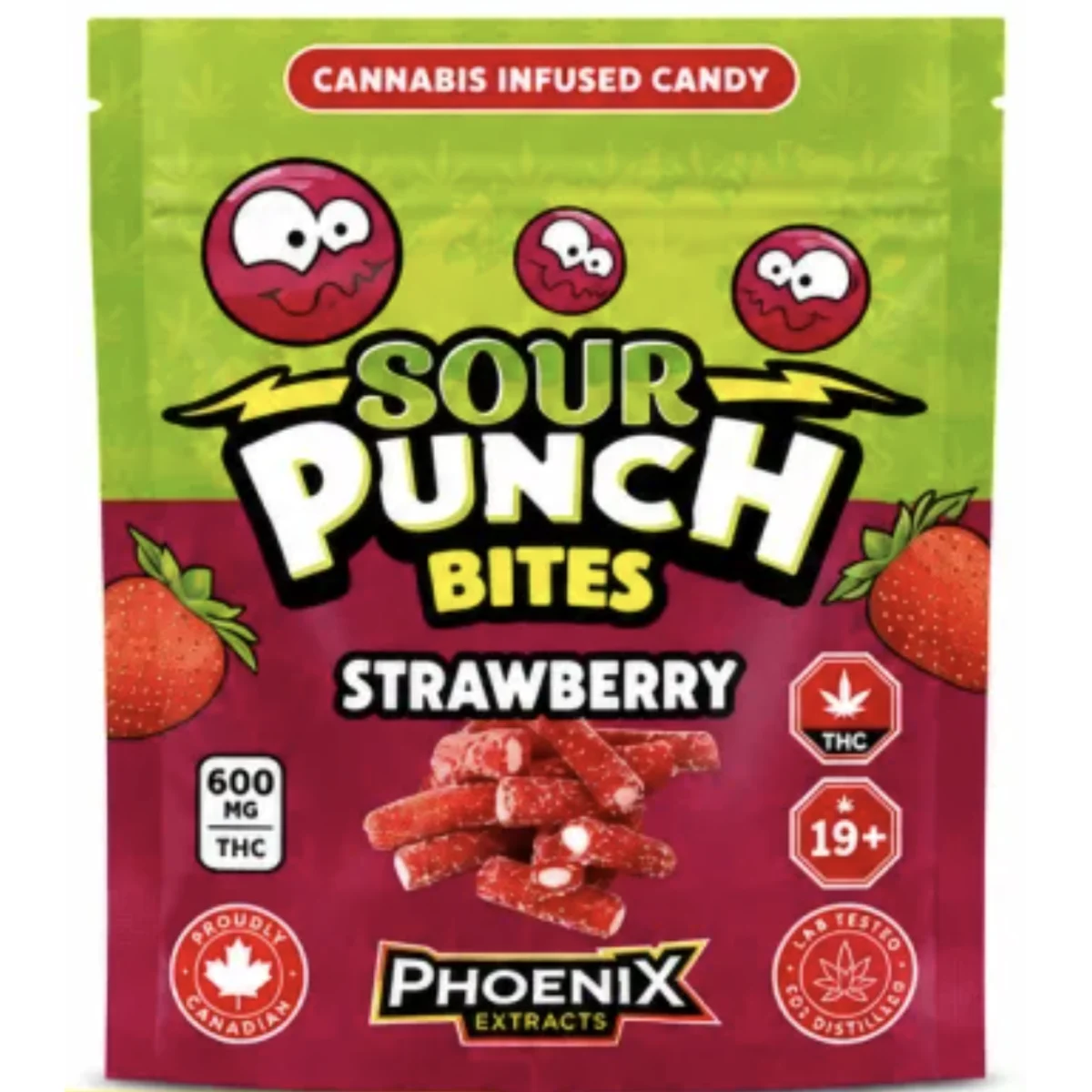 Sour Punch Bites THC Candies 600 MG - Strawberry