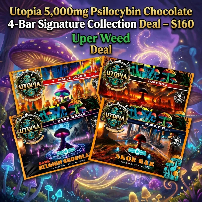 Utopia 5,000mg Psilocybin Chocolate 4-Bar Signature Collection Deal – $160