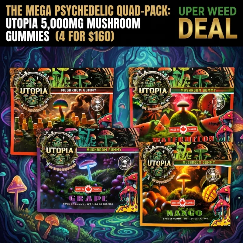 The Mega Psychedelic Quad-Pack: Utopia 5,000mg Mushroom Gummies (4 for $160)