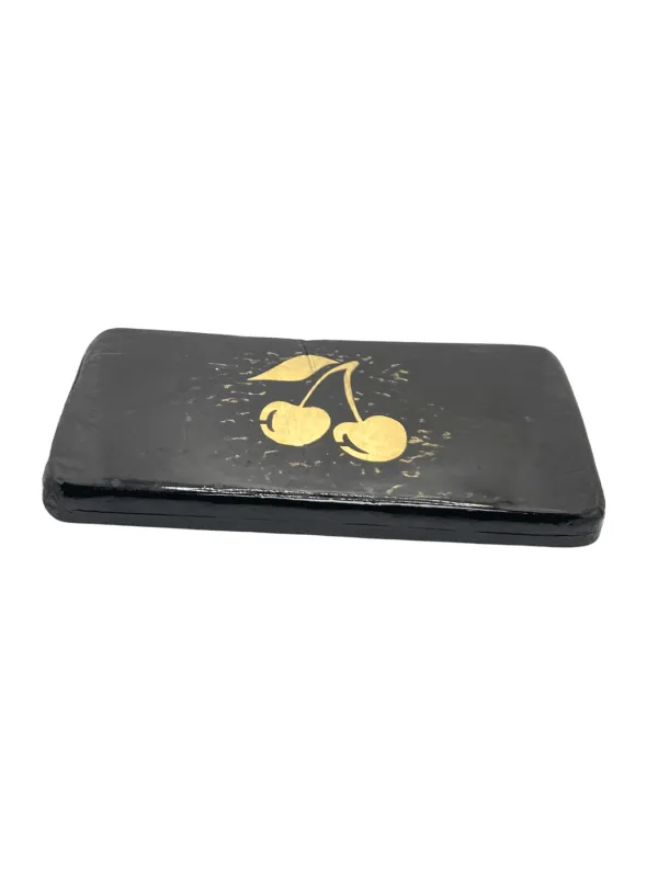 Low dark Cherry Kush Hash square with gold two-cherry artwork on top 2