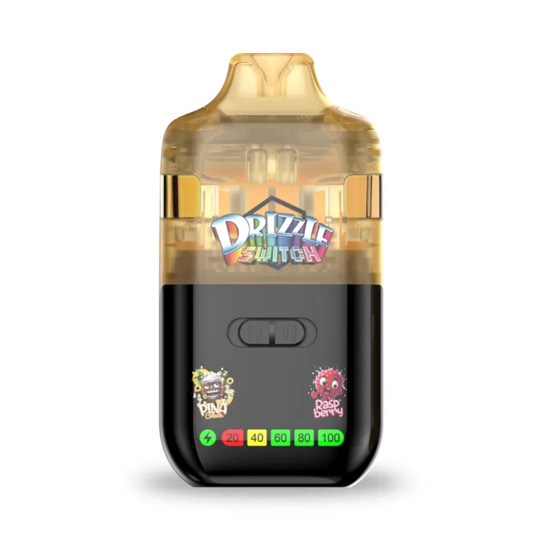 Pina Colada and Raspberry Drizzle 2g Switch carton beside matching vape 2