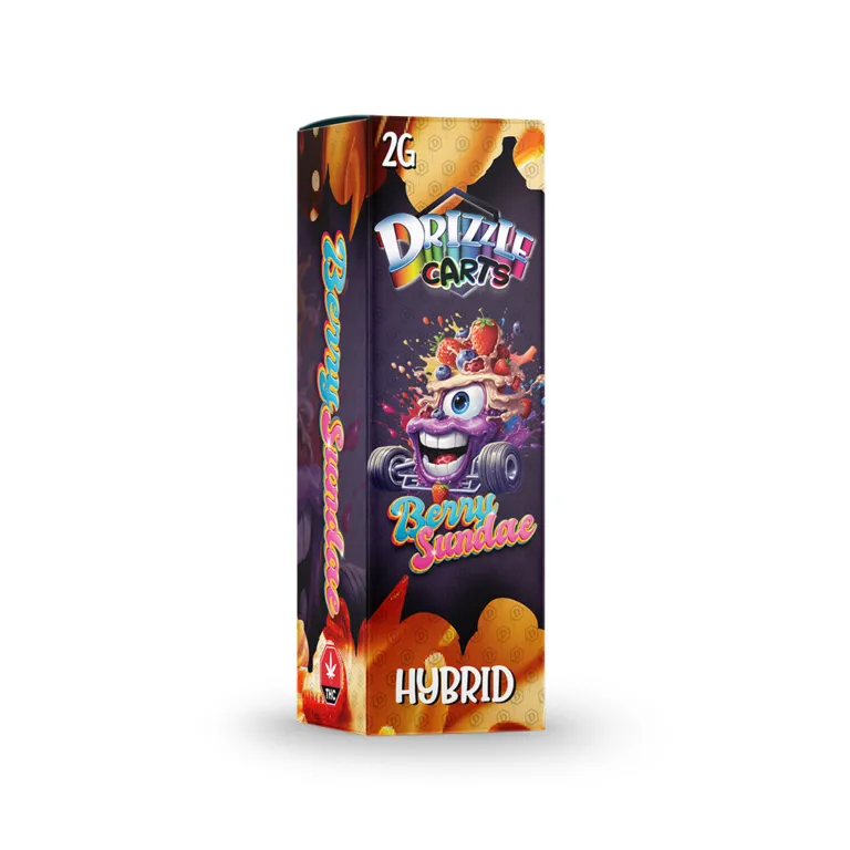 Icy blue Drizzle Carts White Freeze 2g Hybrid package with snowman artwork 49