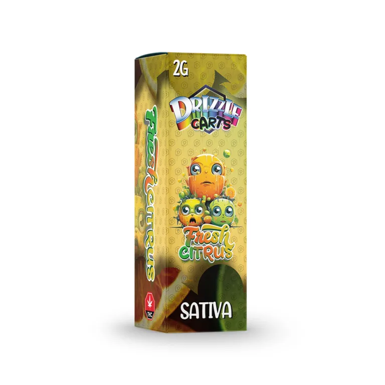 Pink and white Strawberry Short Cake Drizzle 2g cartridge box labelled Sativa 8