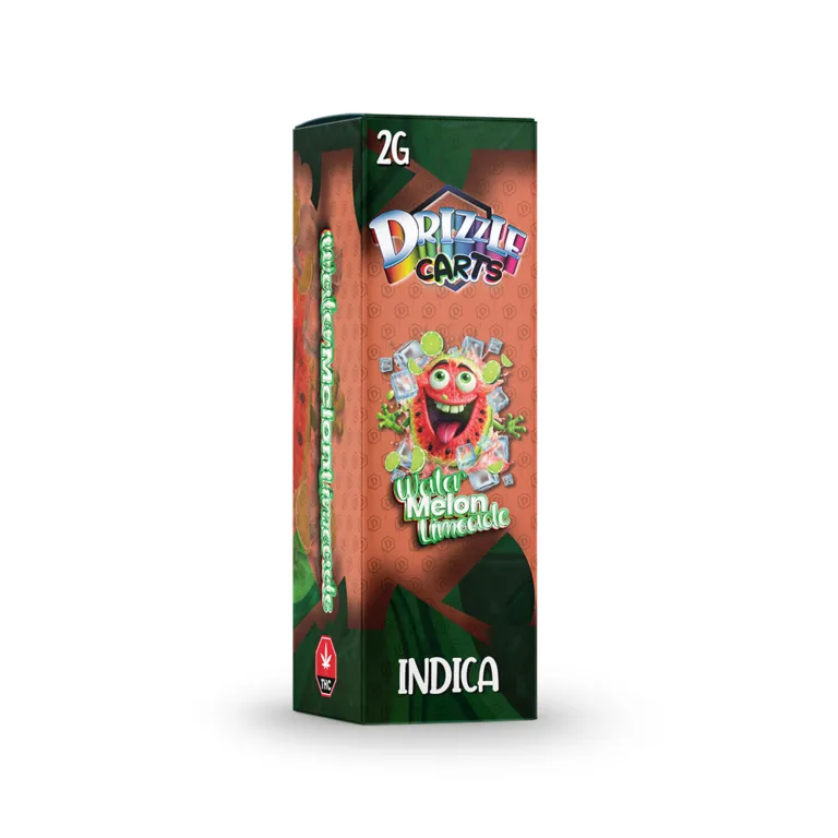 Purple and green Drizzle Carts Grape Ape 2g Hybrid cartridge package 28