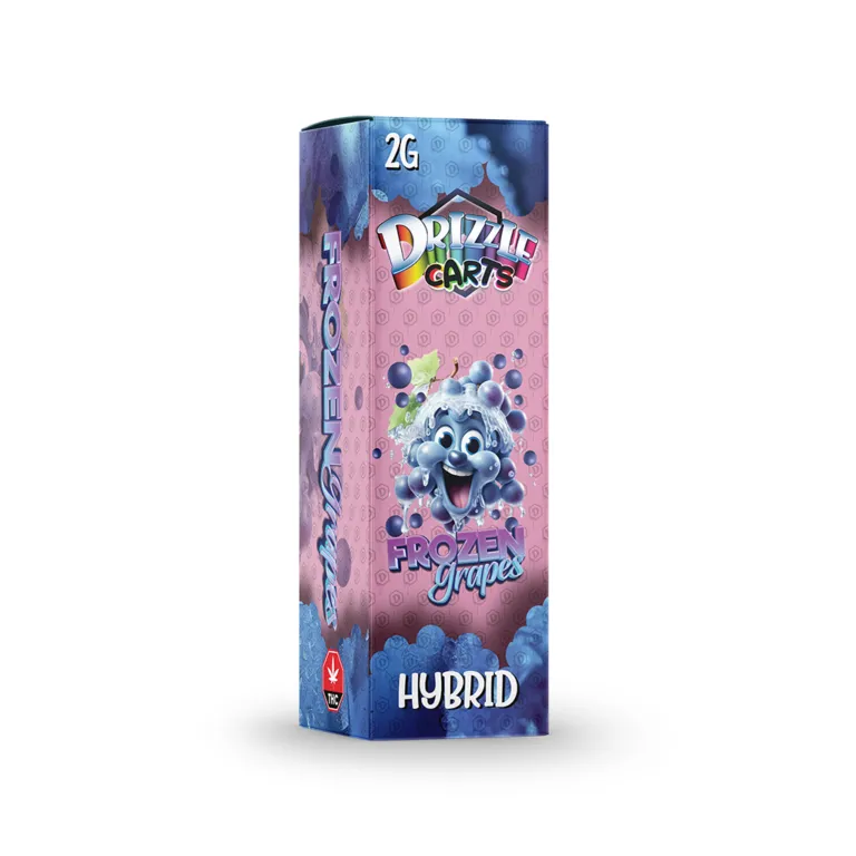 Pale blue and black Ghost Drizzle 2g cartridge package labelled Sativa 38
