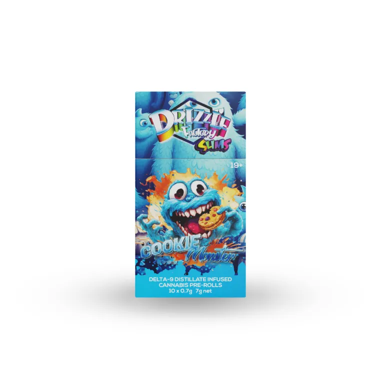 Drizzle Factory package containing 10 slim infused cannabis pre-rolls 15