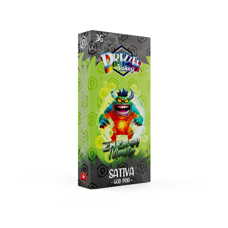 Lime-green Drizzle Factory Z Fresh Monster 3g Sativa vape box 2