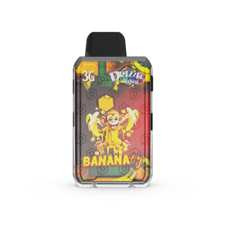 Yellow red and green Drizzle Banana OG 3g Hybrid GOD POD box 1