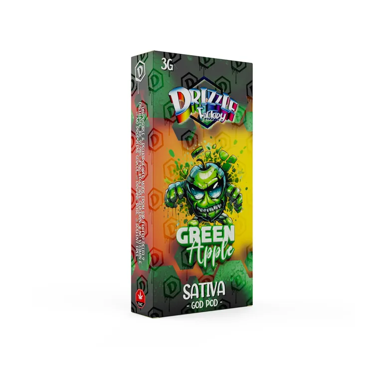 Green Apple Drizzle Factory 3g vape and green Sativa carton 2