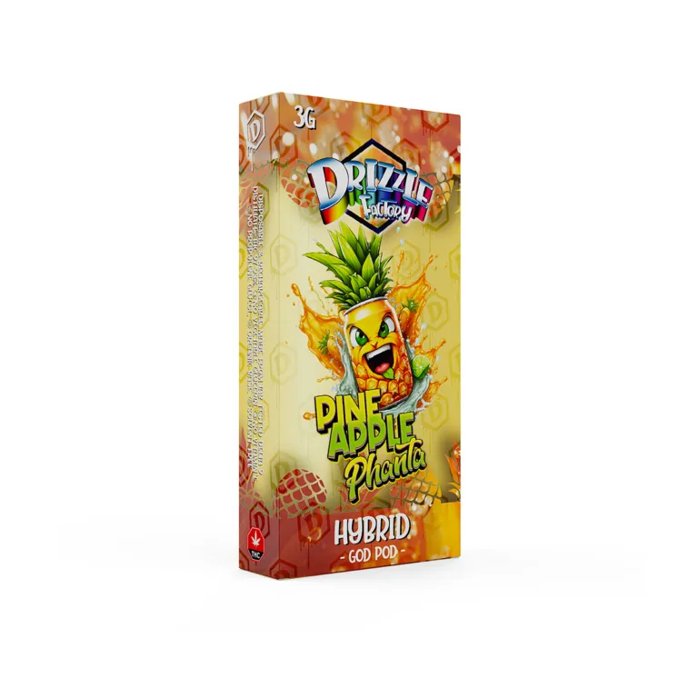 Orange-yellow Drizzle Factory Pine Apple Phanta 3g Hybrid vape box 2