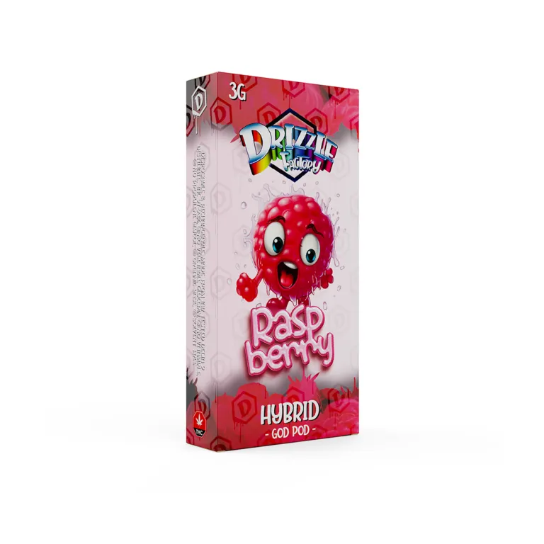 Red Drizzle Factory Raspberry 3g Hybrid disposable vape package 2