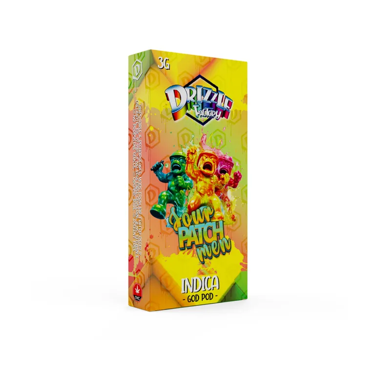 Yellow-orange Drizzle Factory Sour Patch Melon 3g Indica vape box 2