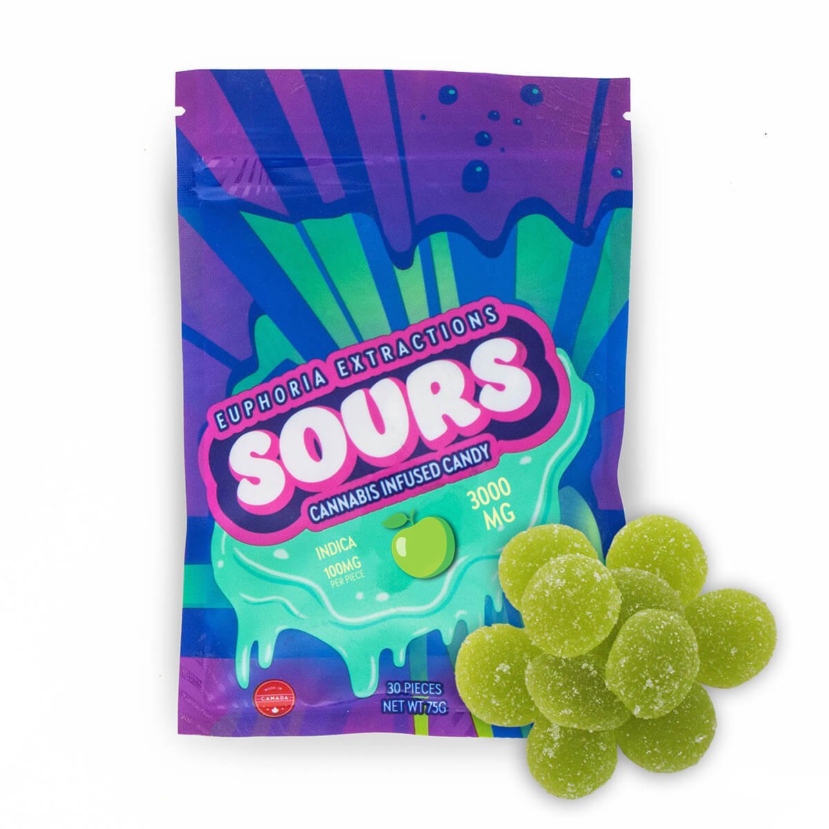 Colourful Euphoria Extractions Sours promotional pouch artwork 3