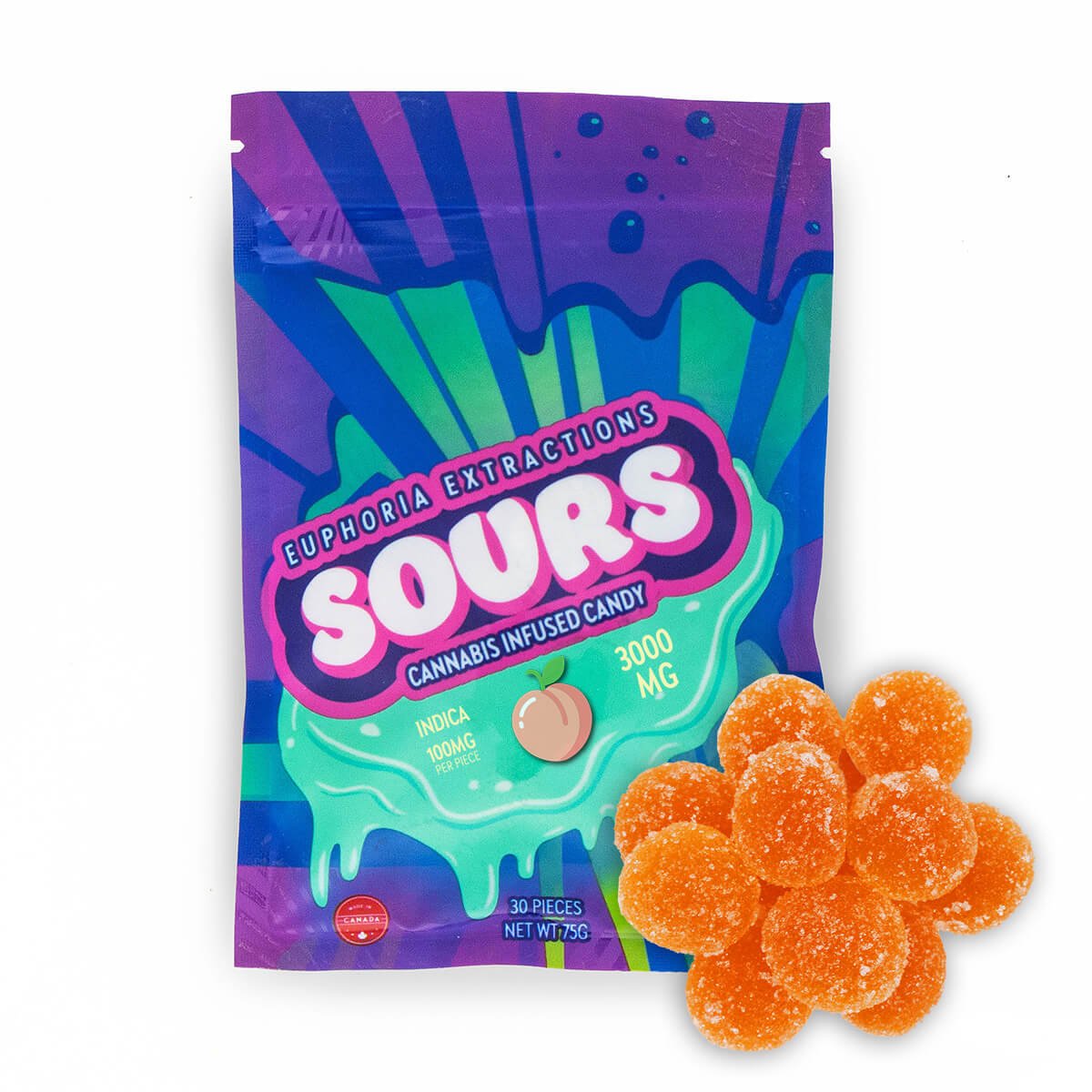 Colourful Euphoria Extractions Sours promotional pouch artwork 4