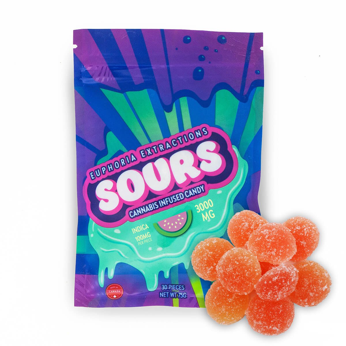 Colourful Euphoria Extractions Sours promotional pouch artwork 2