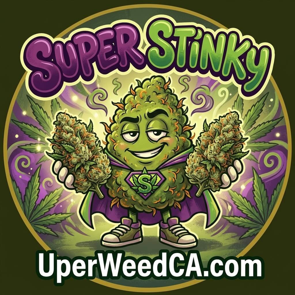 Purple-green Super Stinky buds with orange pistils 2