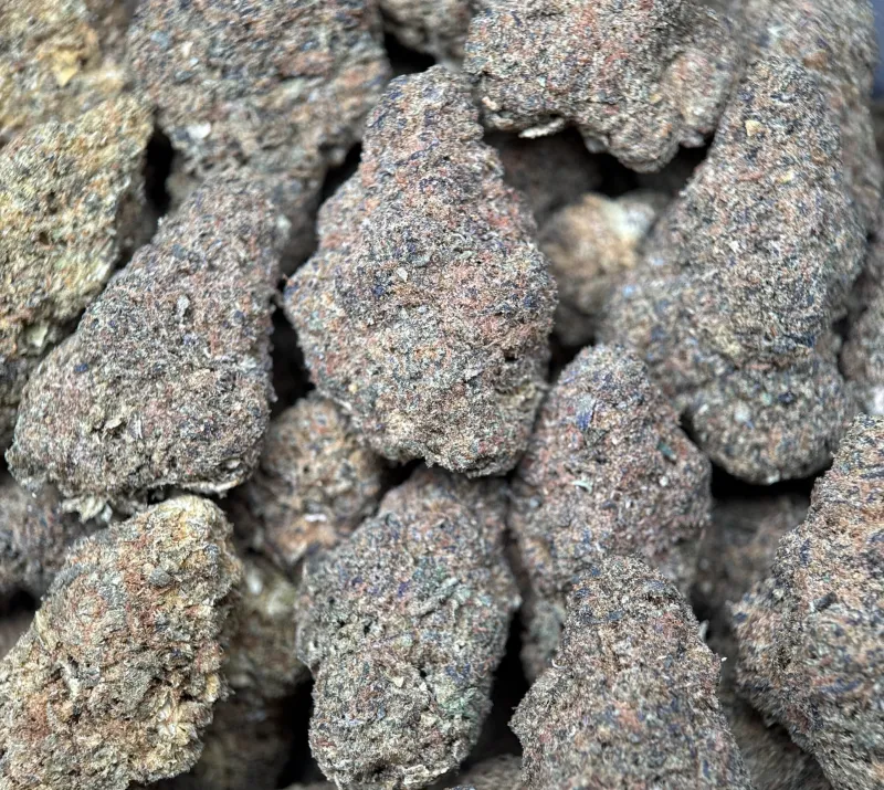 Frozen Grapes dense sticky buds with golden-amber trichomes 2