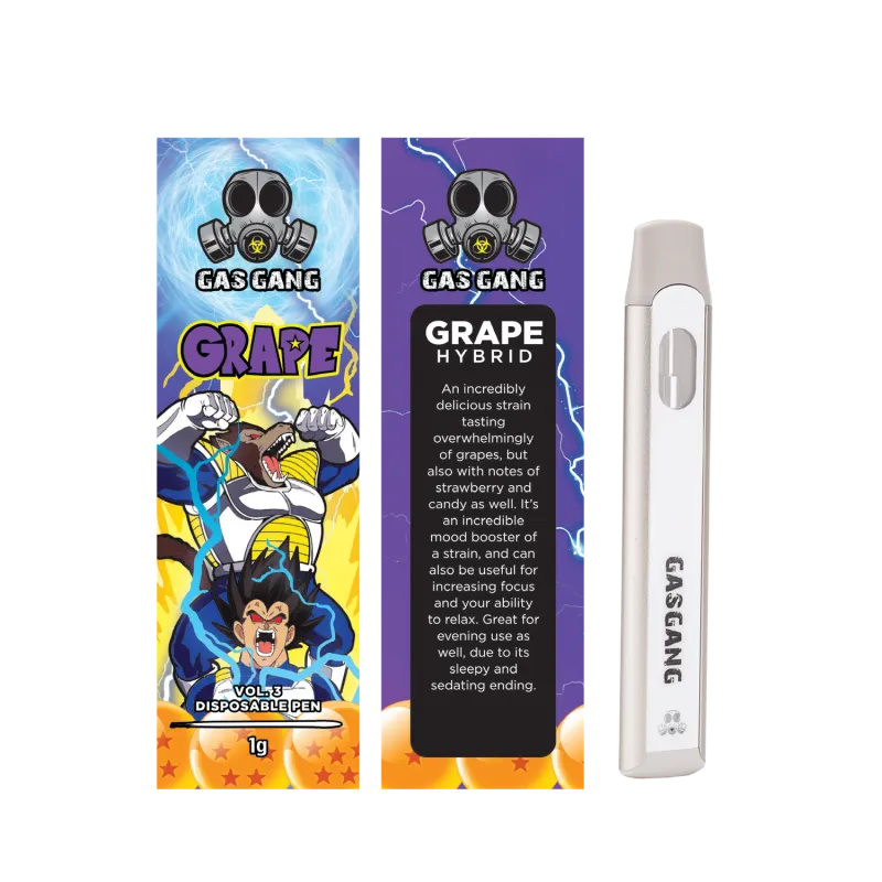 Zkittlez Gas Gang 1g disposable pen beside colourful Indica carton 11
