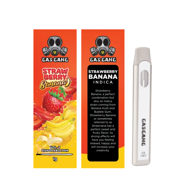 Zkittlez Gas Gang 1g disposable pen beside colourful Indica carton 27