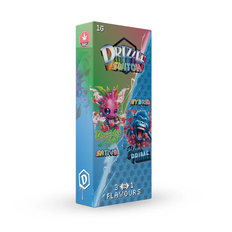 Dragon Fruit and Blue Prime 1g switch vape with centre blend mode 1