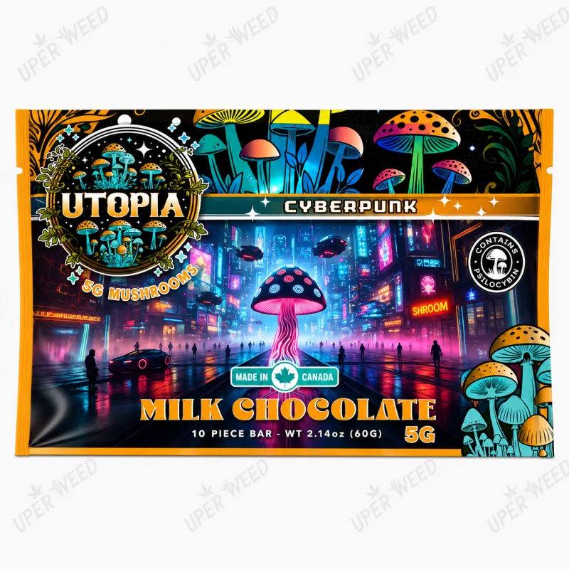 Orange Utopia Space Skor Bar package marked ten pieces and five grams of mushrooms 4
