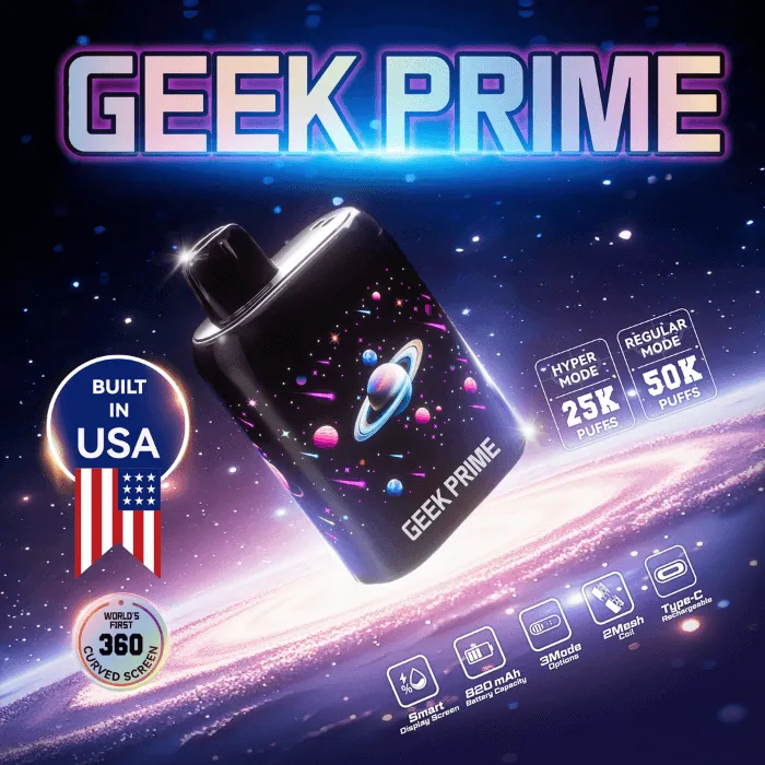 Blue Rancher Geek Prime nicotine vape box and black astronaut-themed device 3