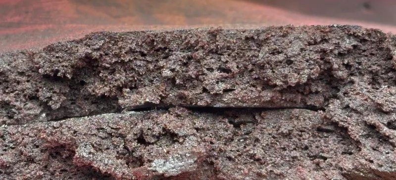 Red Lebanese Hash dark wrapped slab with gold bands and cedar-style mark 3