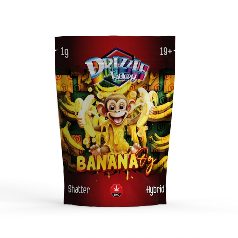 Rainbow Gorilla Zkittlez Drizzle Factory Shatter pouch labelled Indica 14