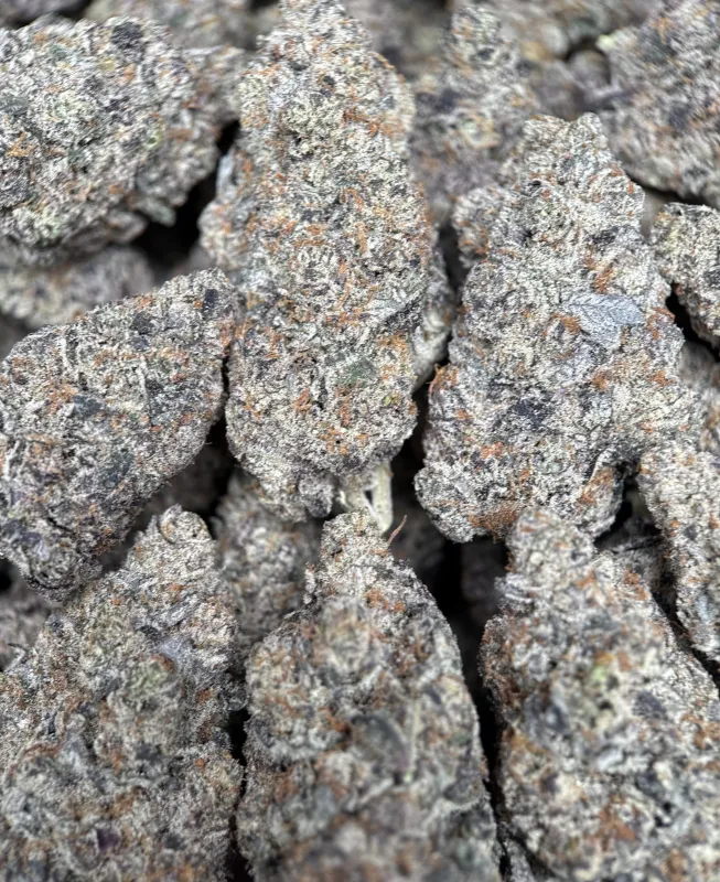 Your First Love indica cannabis flower with a frosted surface 5